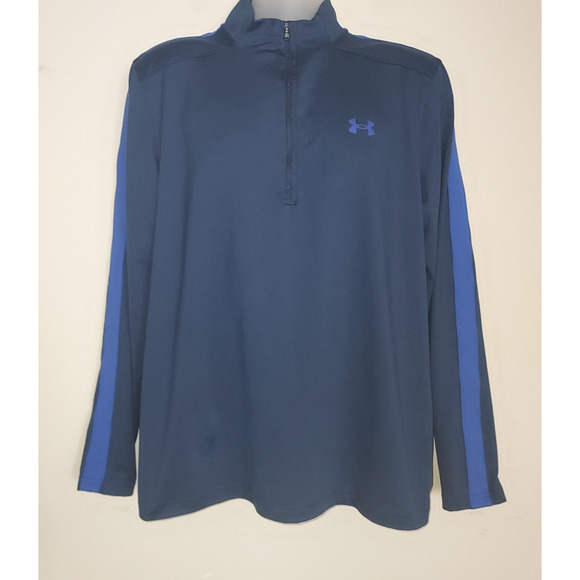 Under Armour Men's Golf Shirt Large Long Sleeve 1/2 Zip UA Storm Midlayer Blue - Picture 1 of 7